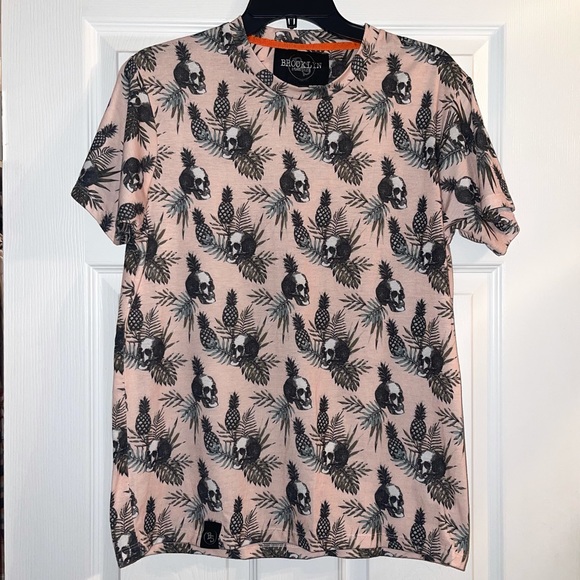 BROOKLYN STANDARD Men’s Skull Pineapple All-Over Print Short Sleeve Tee - Picture 3 of 5